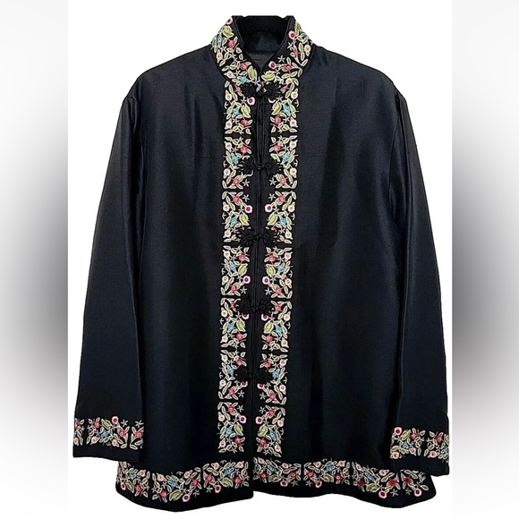 Vintage Ross- Simons embroidered silk tunic Asian style Size L - Picture 10 of 10